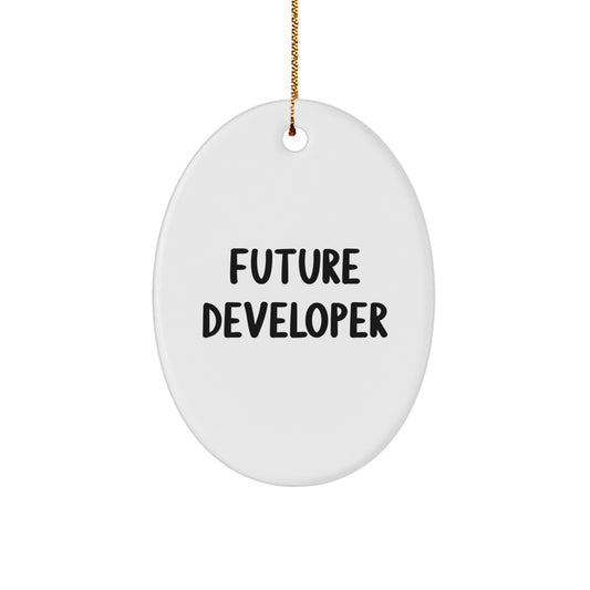 Funny Future Developer Oval Ornament, Gifts from Men to Friends for Developer, Unique Christmas Unique Gifts for Friends of Future Coders, Oval Shaped MDF Wood Christmas Decoration - Image 1