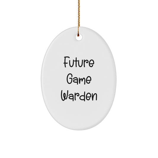 Funny Future Game Warden Gifts from Family for Christmas Unique Oval Ornament, Game Warden Oval Decoration, Cute Oval Ornament Quote for Game Warden Lover - Image 1