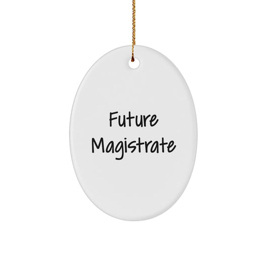 Funny Future Magistrate Christmas Unique Gift for Men, Oval Ornament with Inspirational Quote, Gifts from Family - Image 1