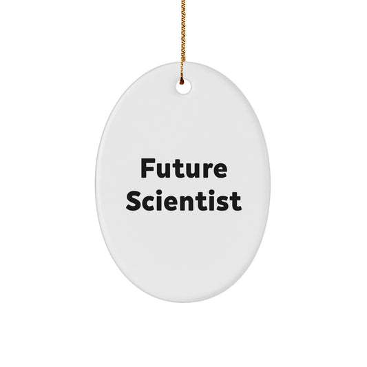 Funny Scientist Gifts for Future Scientist, Oval Ornament, 'Future Scientist' Quote, Christmas Unique Gifts from Family - Image 1
