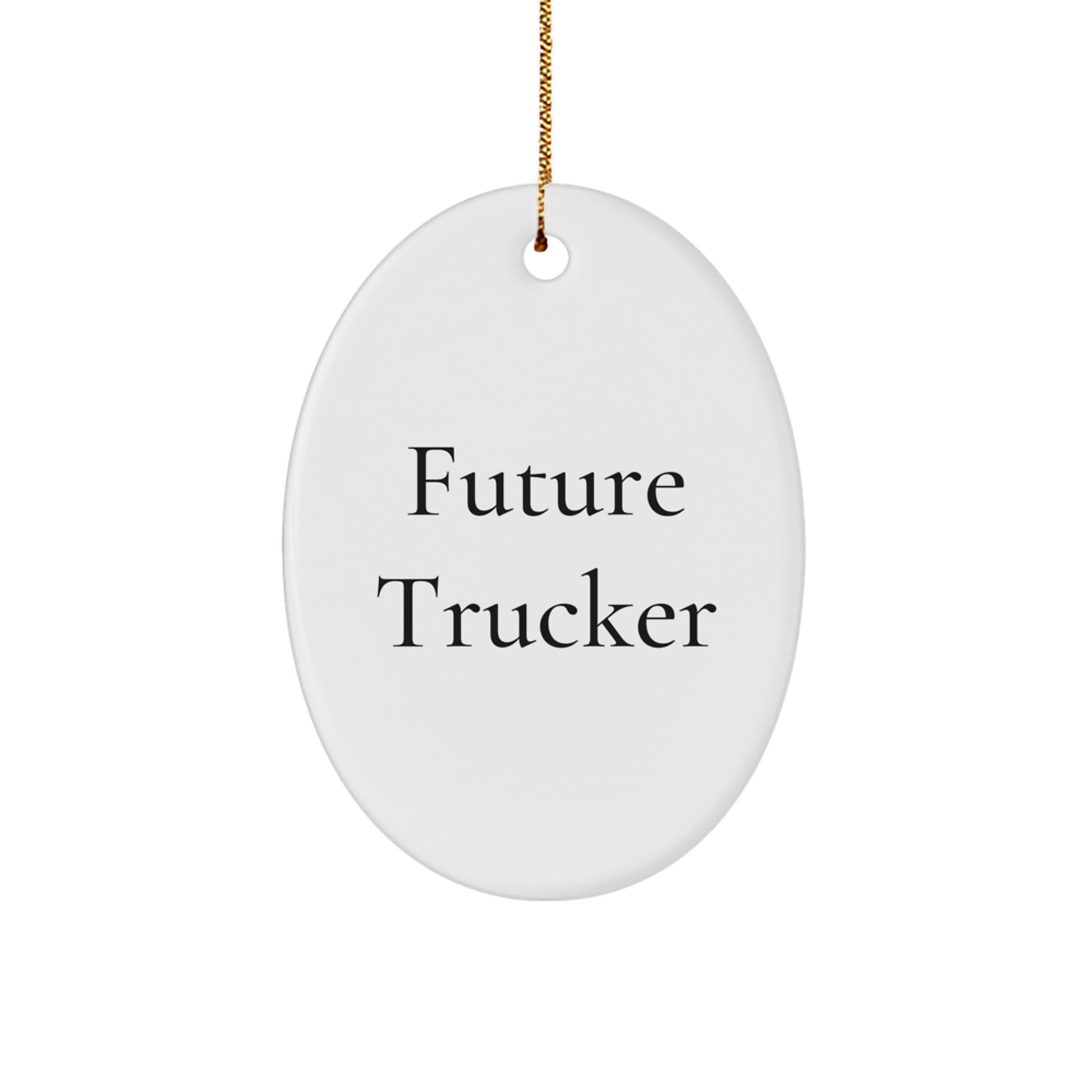 Funny Future Trucker Gifts for Men - Oval Ornament with Trucker Quote - Christmas Unique Gifts from Friends - Image 1