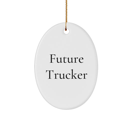 Funny Future Trucker Gifts for Men - Oval Ornament with Trucker Quote - Christmas Unique Gifts from Friends - Image 1