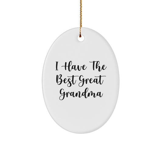 Funny Grandma Gifts from Men to Women Oval Ornament Quote I Have The Best Great Grandma - Image 1