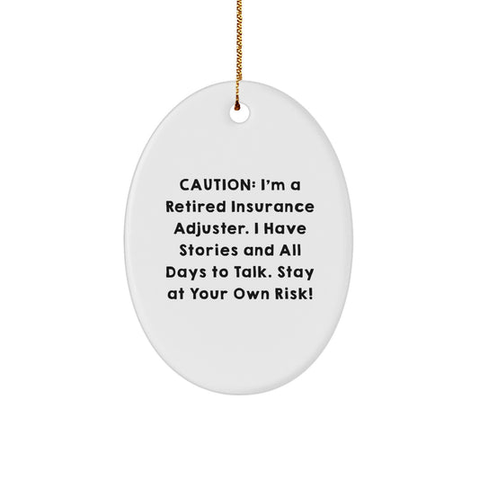Funny Insurance Adjuster Oval Ornament, Gifts from Friends to Insurance Adjusters, Insurance Adjuster Christmas Unique Gifts for Men and Women - Image 1