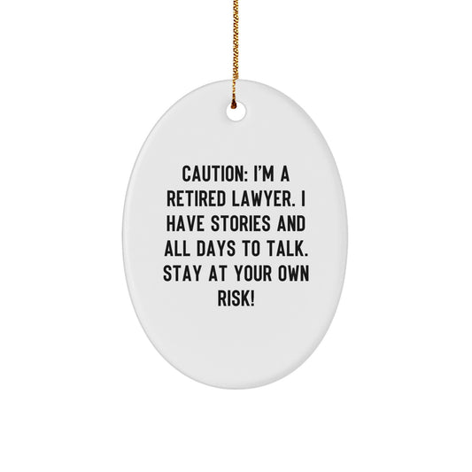 Funny Lawyer Gifts, Oval Ornament with Caution Quote, Great for Men in Law Offices, Christmas Unique Gifts from Friends, Lawyer Ornament for Desk Decoration - Image 1