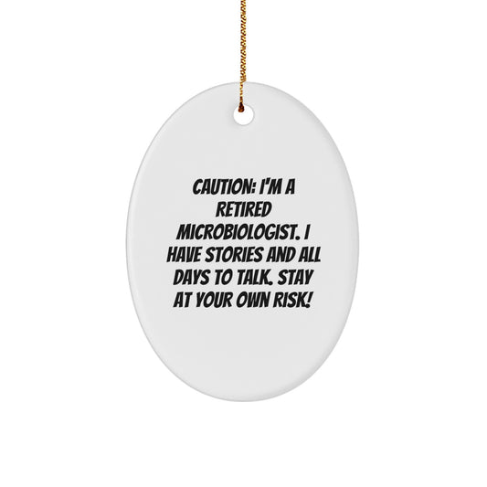 Funny Microbiologist Gifts from Friends, Christmas Unique Presents for Retired Microbiologist, Oval Ornament - Image 1