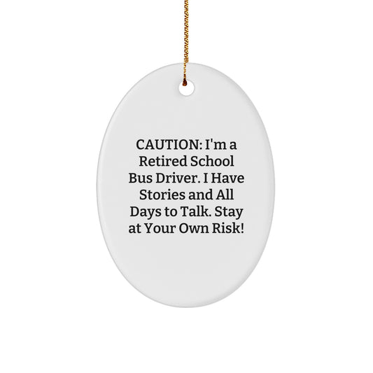 Funny School Bus Driver Christmas Oval Ornament Gifts from Friends, Coworkers, Family to School Bus Driver Men and Women - Image 1