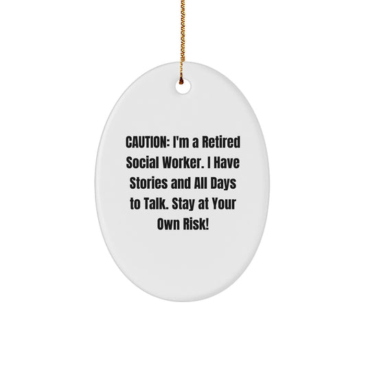 Funny Social Worker Oval Ornament Gifts from Coworkers for Christmas Unique - Image 1