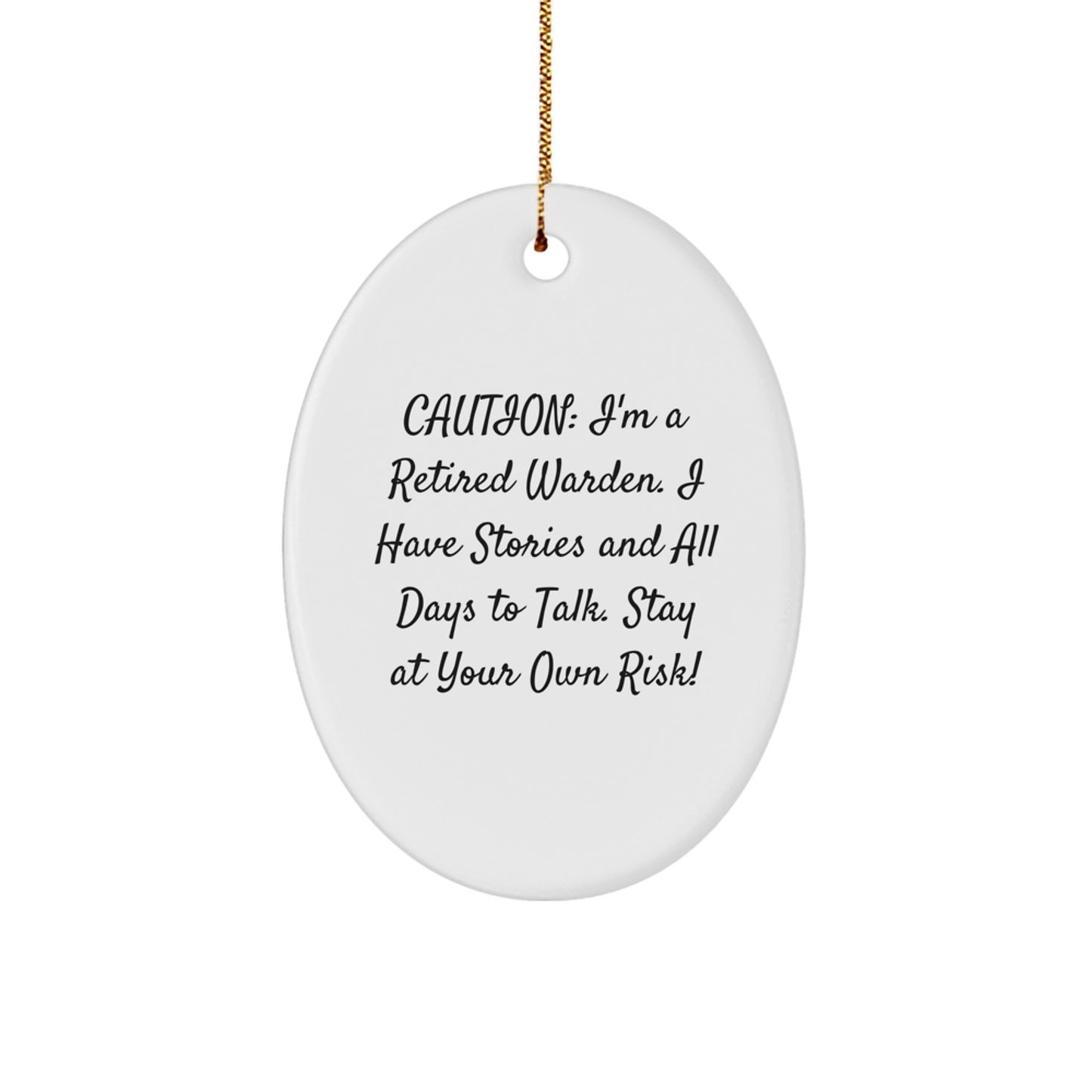 Warden's Wise Words Oval Ornament, Gifts from Friends to Warden, Christmas Unique Presents - Image 1