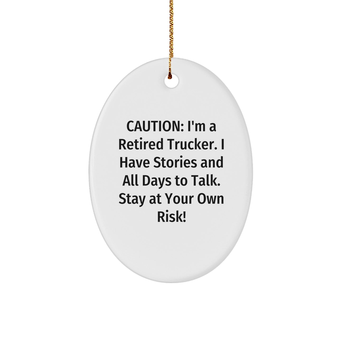 Trucker Oval Ornament Funny Gift from Friends, Christmas Unique Ornament for Men, Personalized Trucking Themed Gift - Image 1
