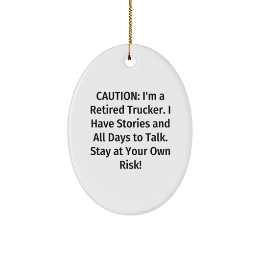 Trucker Oval Ornament Funny Gift from Friends, Christmas Unique Ornament for Men, Personalized Trucking Themed Gift - Image 1