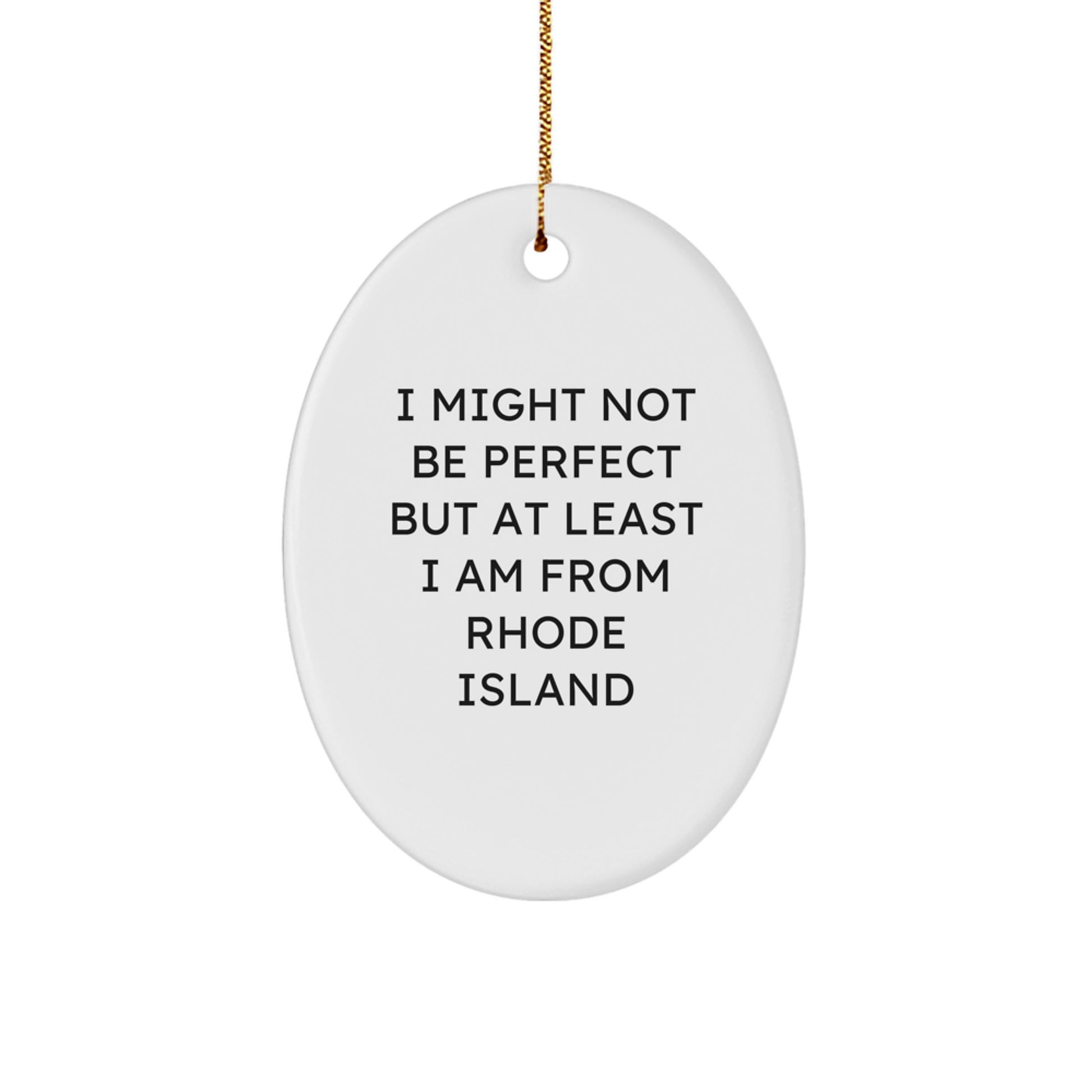 Rhode Island Oval Ornament Gift for Friends and Family from Rhode Island, Funny Oval Ornament for Christmas Decorating - Image 1