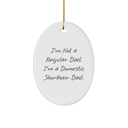 Domestic Shorthair Cat Gifts, Funny Quote Oval Ornament, Gifts from Men to Family for Christmas Unique Decorations - Image 1