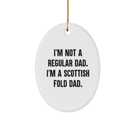 Funny Scottish Fold Cat Dad Gifts from Men to Family - Oval Ornament for Christmas - Image 1