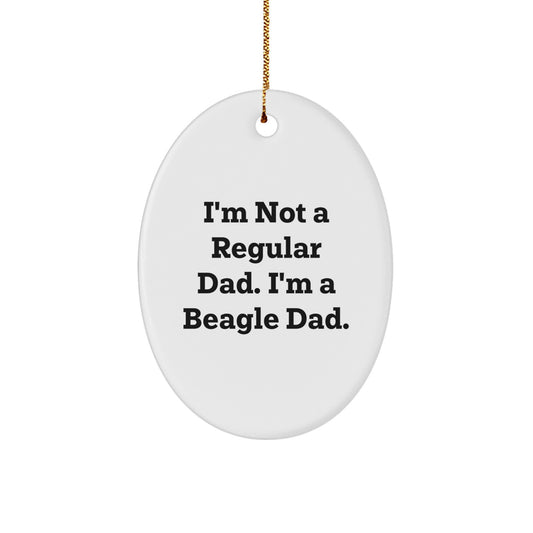 Funny Beagle Dog Gifts from Dad, Beagle Dad Oval Ornament for Beagle Dog Lovers, Christmas Unique Gifts for Friends and Family - Image 1
