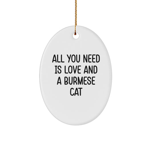 Burmese Cat Oval Ornament, Funny Quote Gifts from Men to Family, Christmas Unique Gifts for Women, Oval Shaped Decor for Home - Image 1