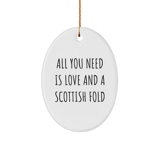 Scottish Fold Cat Oval Ornament Funny Gift From Friends and Family for Christmas - Image 1
