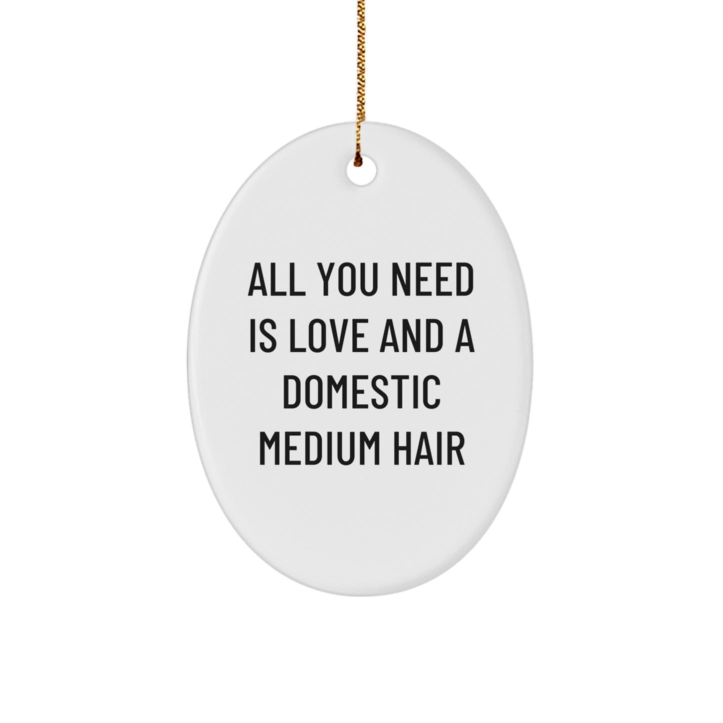 Funny Domestic Medium Hair Oval Ornament Gifts from Men, Women, Family to Friends for Christmas Unique Gifts with Love and Domestic Medium Hair - Image 1