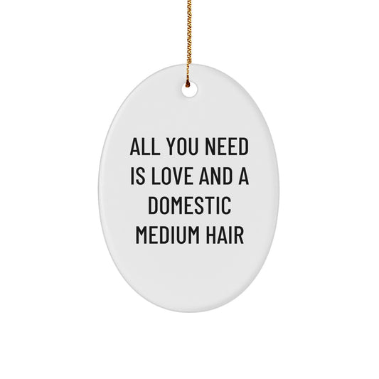 Funny Domestic Medium Hair Oval Ornament Gifts from Men, Women, Family to Friends for Christmas Unique Gifts with Love and Domestic Medium Hair - Image 1