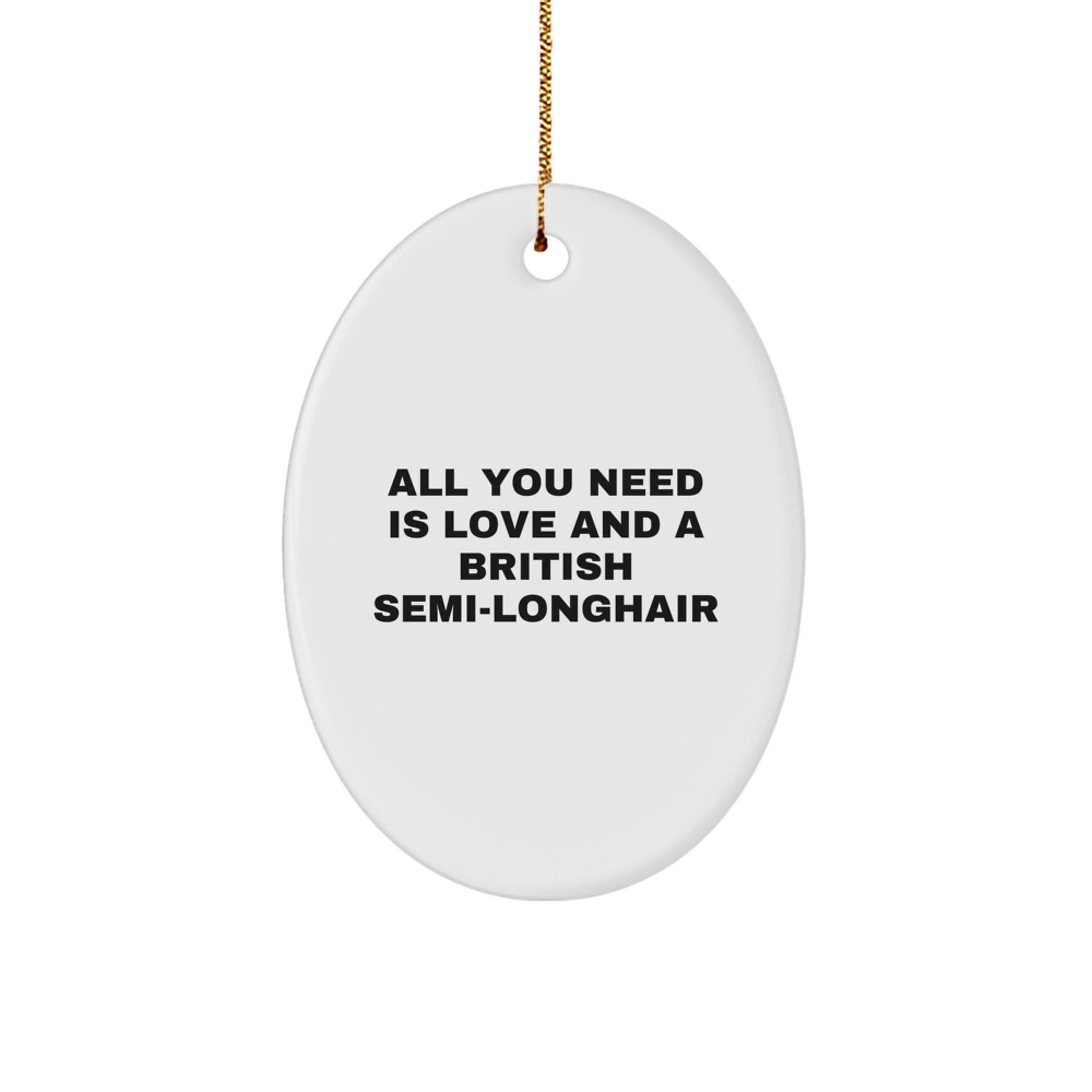 British Semi-Longhair Cat Oval Ornament Gifts for Friends and Family - All You Need Is Love And A British Semi-longhair, Christmas Unique Gift Ideas for Cat Lovers from Men to Women - Image 1