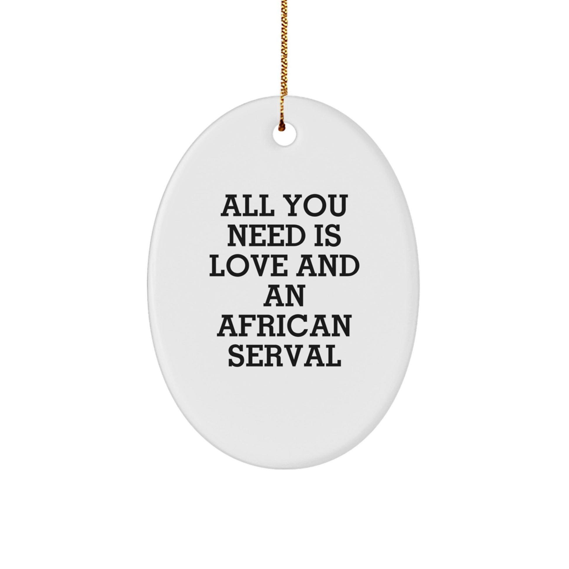 African Serval Cat Oval Ornament Gifts from Friends to African Serval Cat Lovers, All You Need Is Love And An - Christmas Unique - Image 1