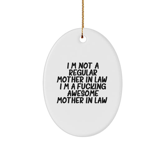 F--king Awesome Mom-in-law Oval Ornament, Gifts from Men to Mom-in-law, Funny Christmas Unique Gifts for Family - Image 1