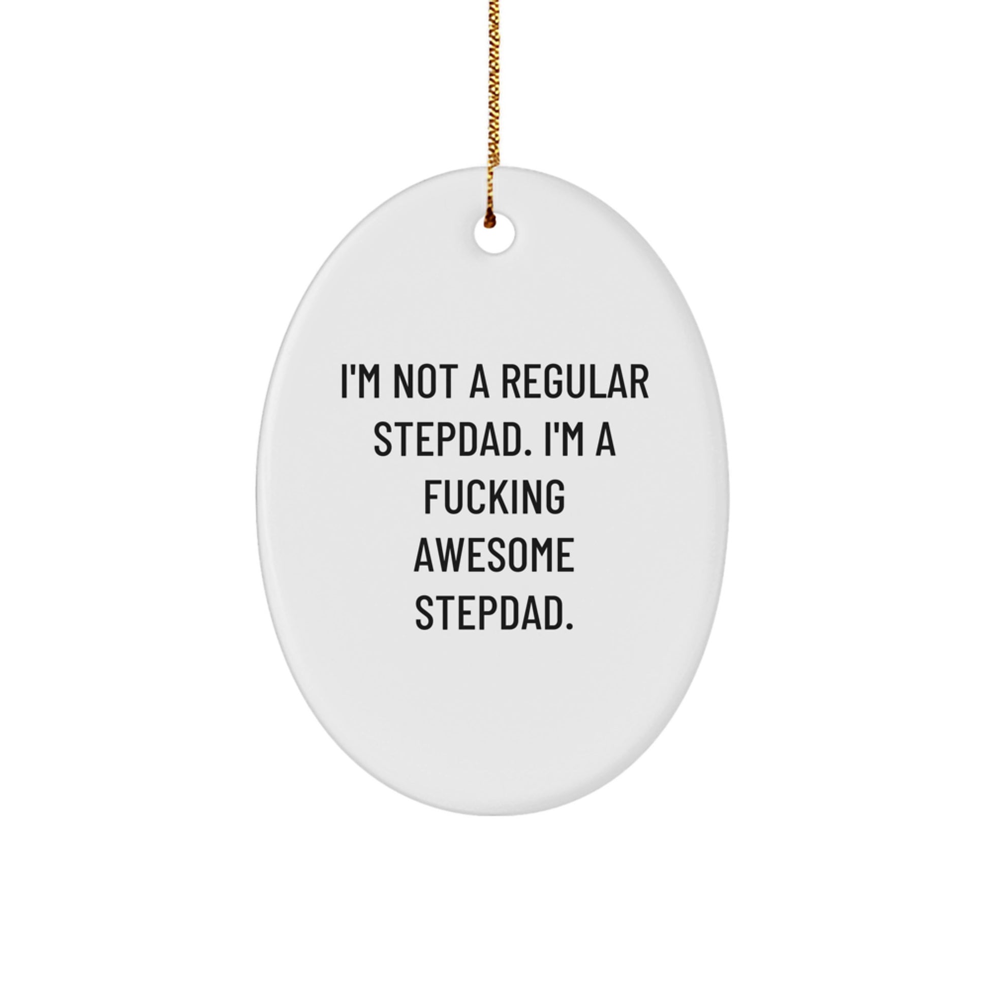 Funny Stepdad Gifts from Men, Gifts for Awesome Stepdads, Oval Christmas Ornament - Image 1