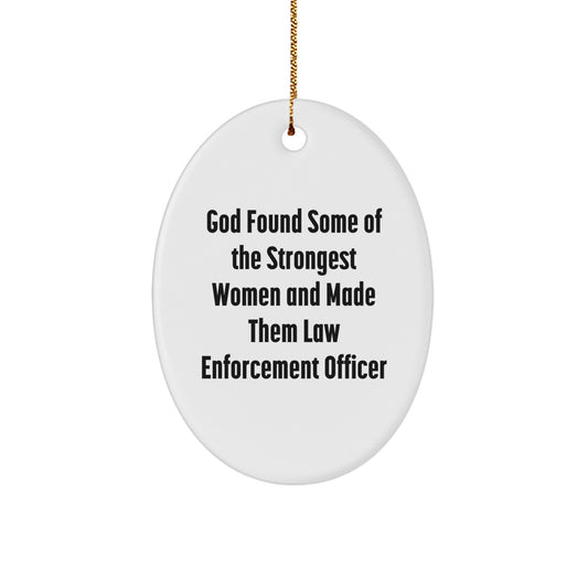 Funny Law Enforcement Officer Gifts for Men Women Coworkers Family - Oval Ornament Christmas Unique Presents from Friends - Image 1