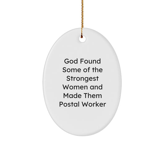Funny Postal Worker Oval Ornament Gifts from Friends for Women on Christmas Unique - Image 1