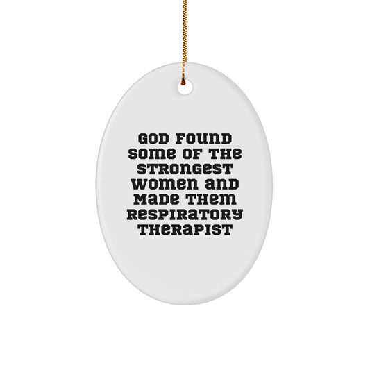 Funny Respiratory Therapist Gifts from Men to Women Christmas Unique Ornaments Oval Shaped Oval Ornament Inspirational Present for Respiratory Therapist Friends Coworkers Family - Image 1