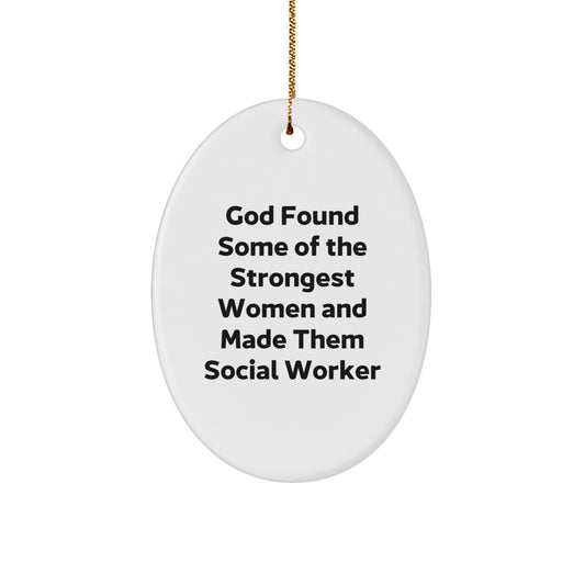 Funny Social Worker Oval Ornament Gifts from Men Christmas Unique Gifts for Social Workers - Image 1