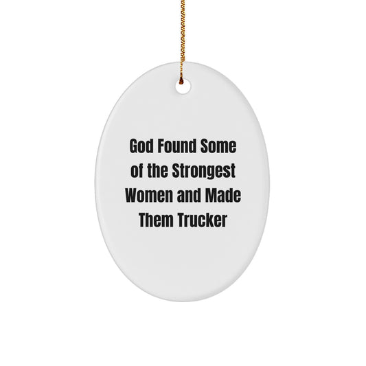 Funny Trucker Gifts for Men, Trucker Oval Ornament, Christmas Unique Gifts from Family - Image 1