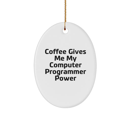 Funny Quote Gifts for Computer Programmer Friends Men Oval Ornament, Oval Shaped Christmas Unique Decorations - Image 1