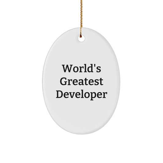 Unique Developer Gifts from Friends, Funny Oval Ornament for the World's Greatest Developer - Christmas Unique Gifts for Men, Women, Coworkers, Family - Image 1