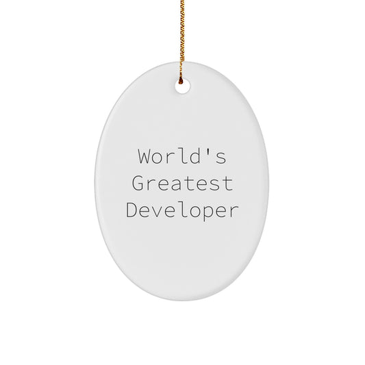 World's Greatest Developer Oval Ornament, Funny Developer Gifts for Developer, Unique Oval Ornaments for Christmas - Image 1