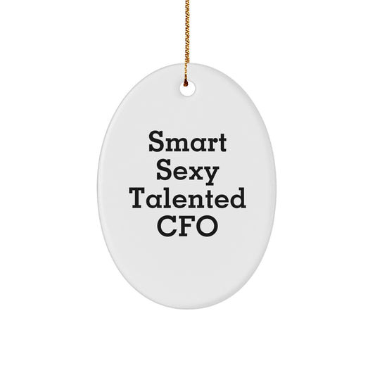Funny CFO Gifts for Men Oval Ornament, Smart Sexy Talented CFO Quotes, Christmas Unique Gifts from Friends for CFO - Image 1