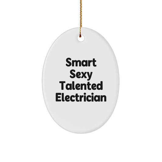 Funny Electrician Oval Ornament Gifts from Friends, Christmas Unique Gifts for Electrician - Image 1