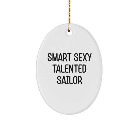 Funny Sailor Oval Ornament Gifts from Friends for Men Christmas Unique - Image 1