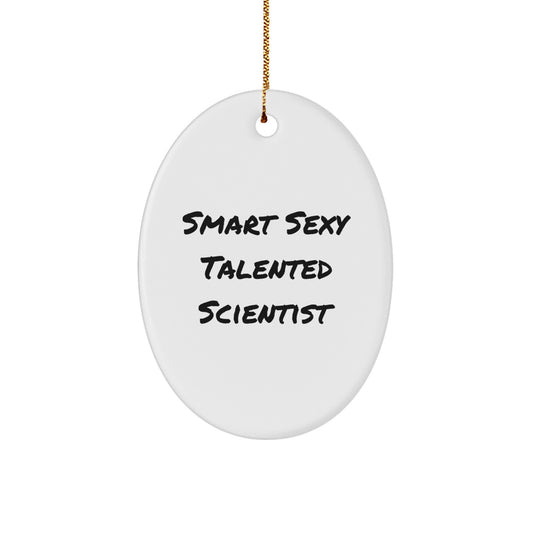 Funny Scientist Oval Ornaments for Christmas Unique Gifts from Men to Friends' Scientist Colleagues - Image 1