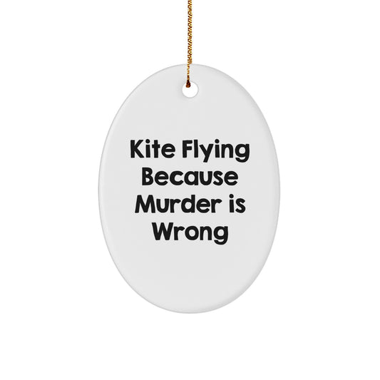 Kite Flying Oval Ornament Funny Gift from Friends to Kite Enthusiasts Christmas Unique Decoration - Image 1