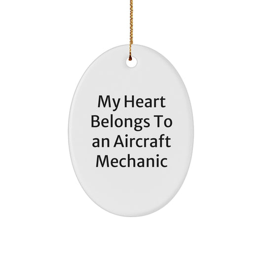Funny Christmas Unique Gifts from Friends for Aircraft Mechanic, Oval Ornament, Heartfelt Quote, Unique Present - Image 1
