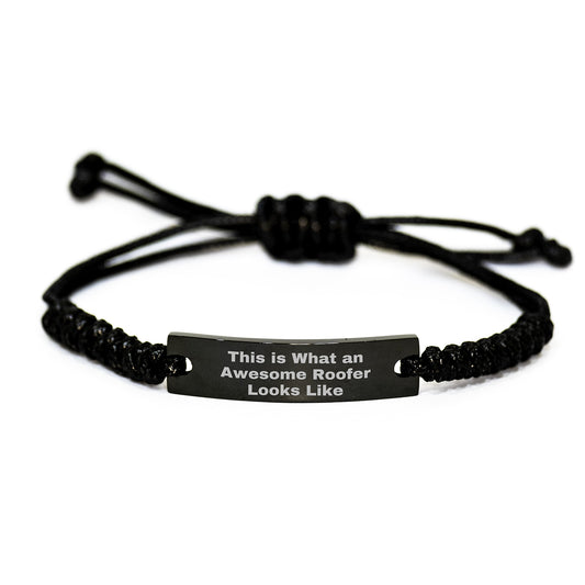 Roofer Gifts from Friends, Men's Birthday Unique Rope Bracelet, This Is What An Awesome Roofer Looks Like, Adjustable and Engraved - Image 1