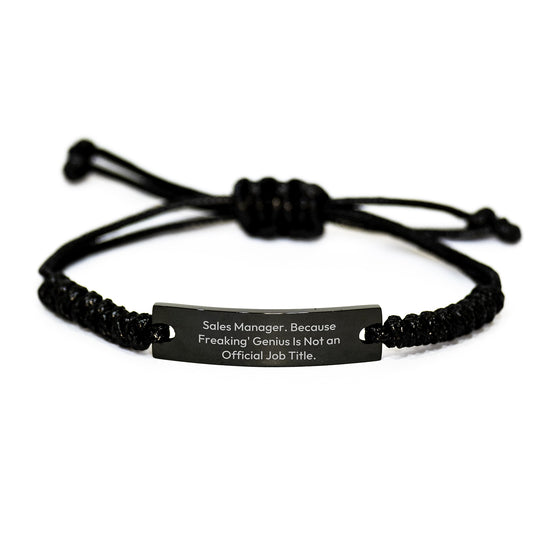 Funny Sales Manager Gifts for Men - Rope Bracelet with Inspirational Quote, Gifts from Friends to Sales Manager, Adjustable Black Rope Bracelet for Graduation Unique Gifts - Image 1