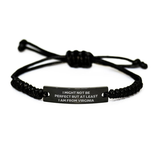 Virginia Rope Bracelet, Funny Quote Gifts from Virginia to Men, Women, Friends, Family - Adjustable Black Stainless Steel Interlaced Rope - Image 1