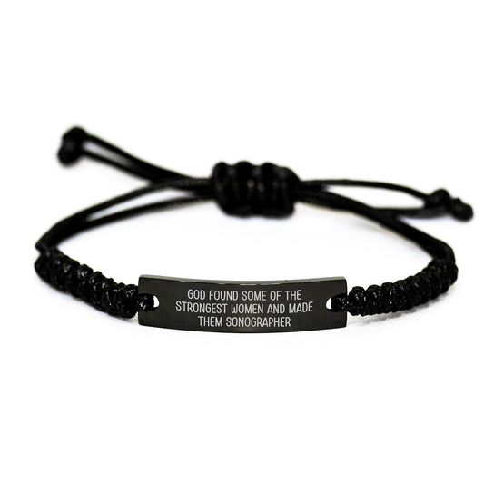 Funny Sonographer Gifts for Men Women Friends Coworkers Family - Rope Bracelet with Inspirational Quote 'God Found Some Of The Strongest Women And Made Them Sonographer' for Christmas Unique Gifts - Image 1