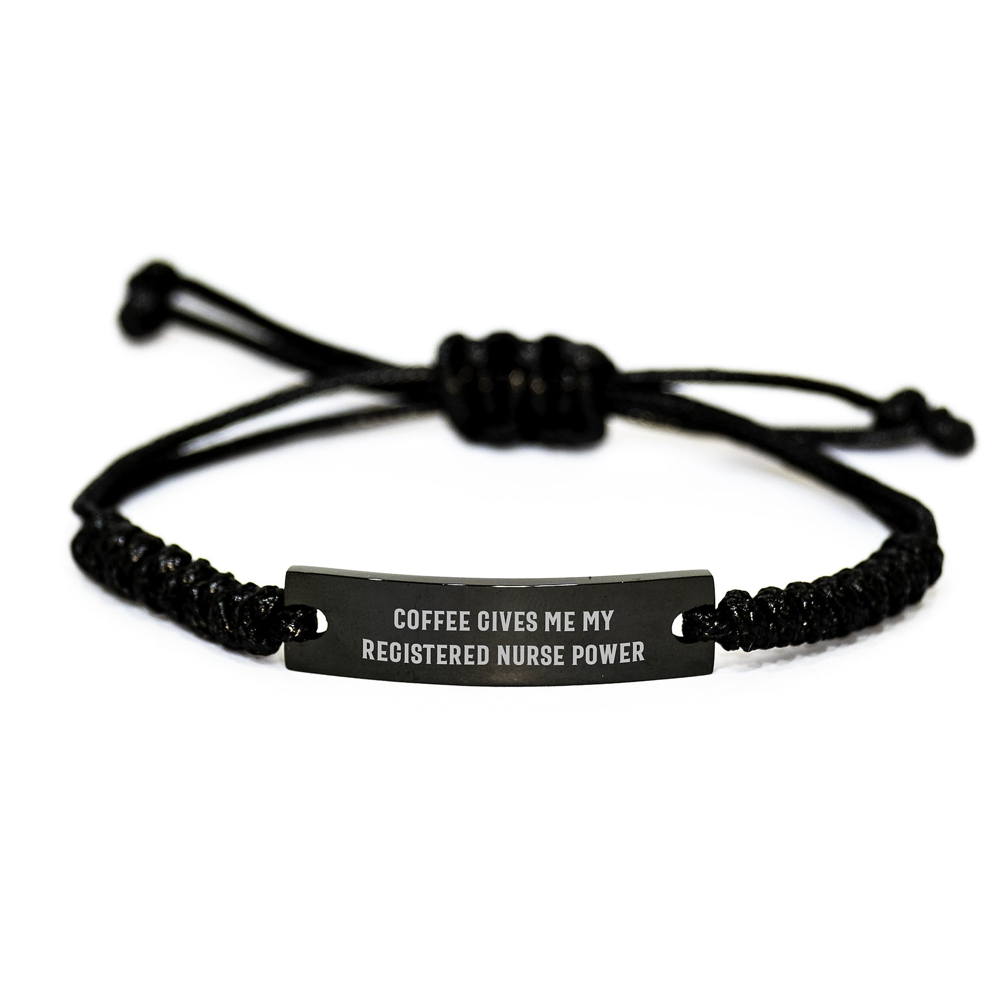 Graduation Unique Gifts for Registered Nurse - Funny Rope Bracelet with 'Coffee Gives Me My Registered Nurse Power' Quote - Adjustable Rope Nursing Gift for Female Registered Nurse Friends - Image 1