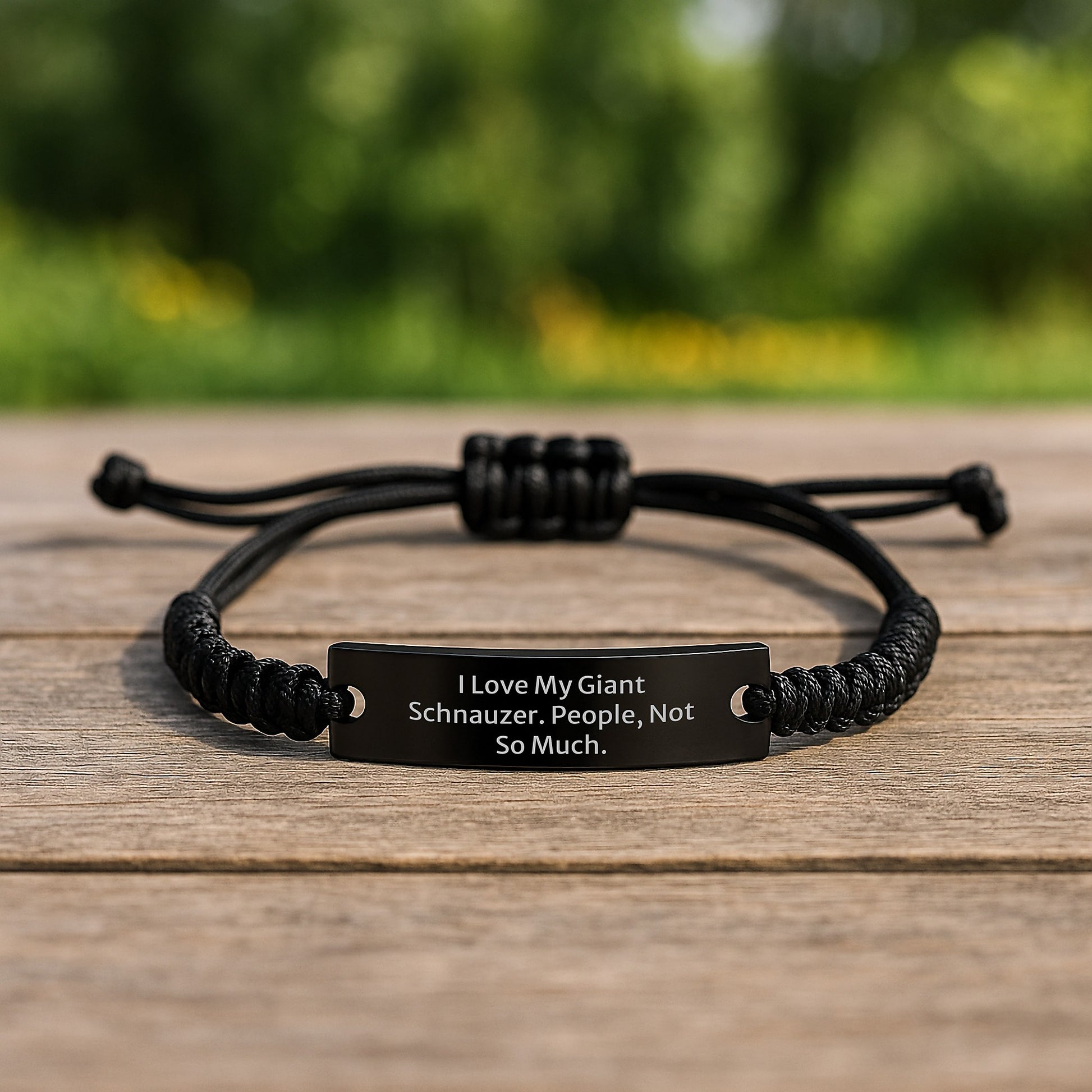 Funny Giant Schnauzer Dog Gifts for Men, Black Rope Bracelet with I Love My Giant Schnauzer People Not So Much Quote, Valentine's Unique Accessories - Image 2