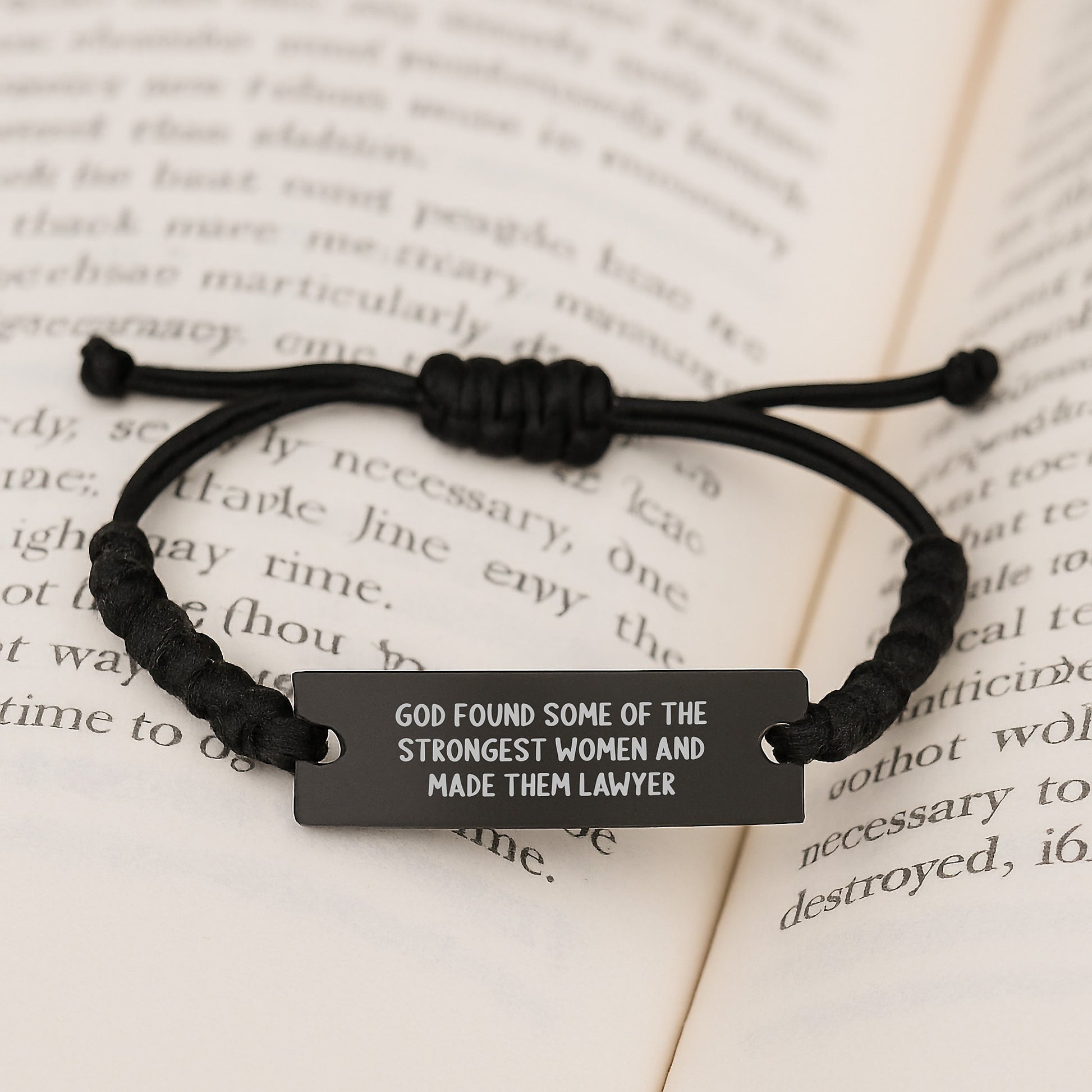 Funny Lawyer Rope Bracelet Gifts for Women Men from Coworkers Family - Black Adjustable Rope with Inspirational Quote - Image 3