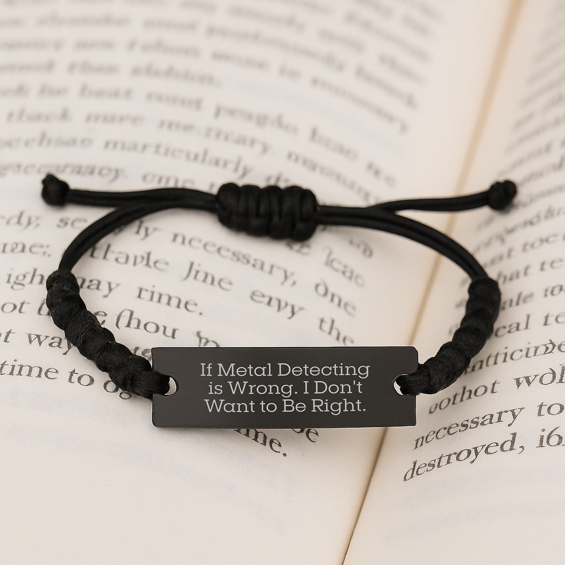 Metal Detecting Humor Gifts, Funny Quote Rope Bracelet for Men, Women, Friends, Coworkers, Family - Adjustable Black Stainless Steel with Interlaced Rope - Image 3