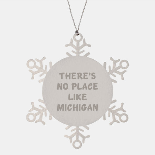 Michigan Snowflake Ornament, There's No Place Like Michigan, Gifts from Friends and Family for Christmas - Image 1